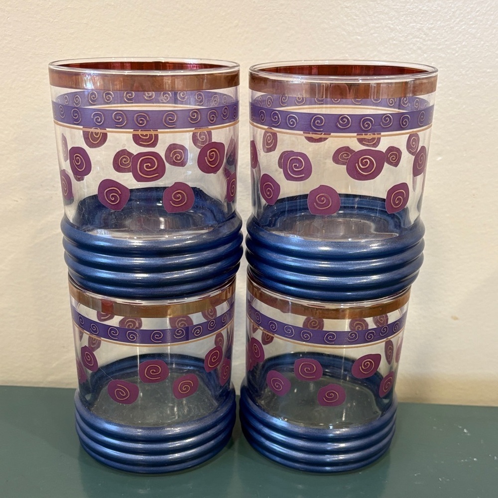 Vintage 1950s Sakura Sanyo Sue Zipkin Cocktail Glasses. Set if 4